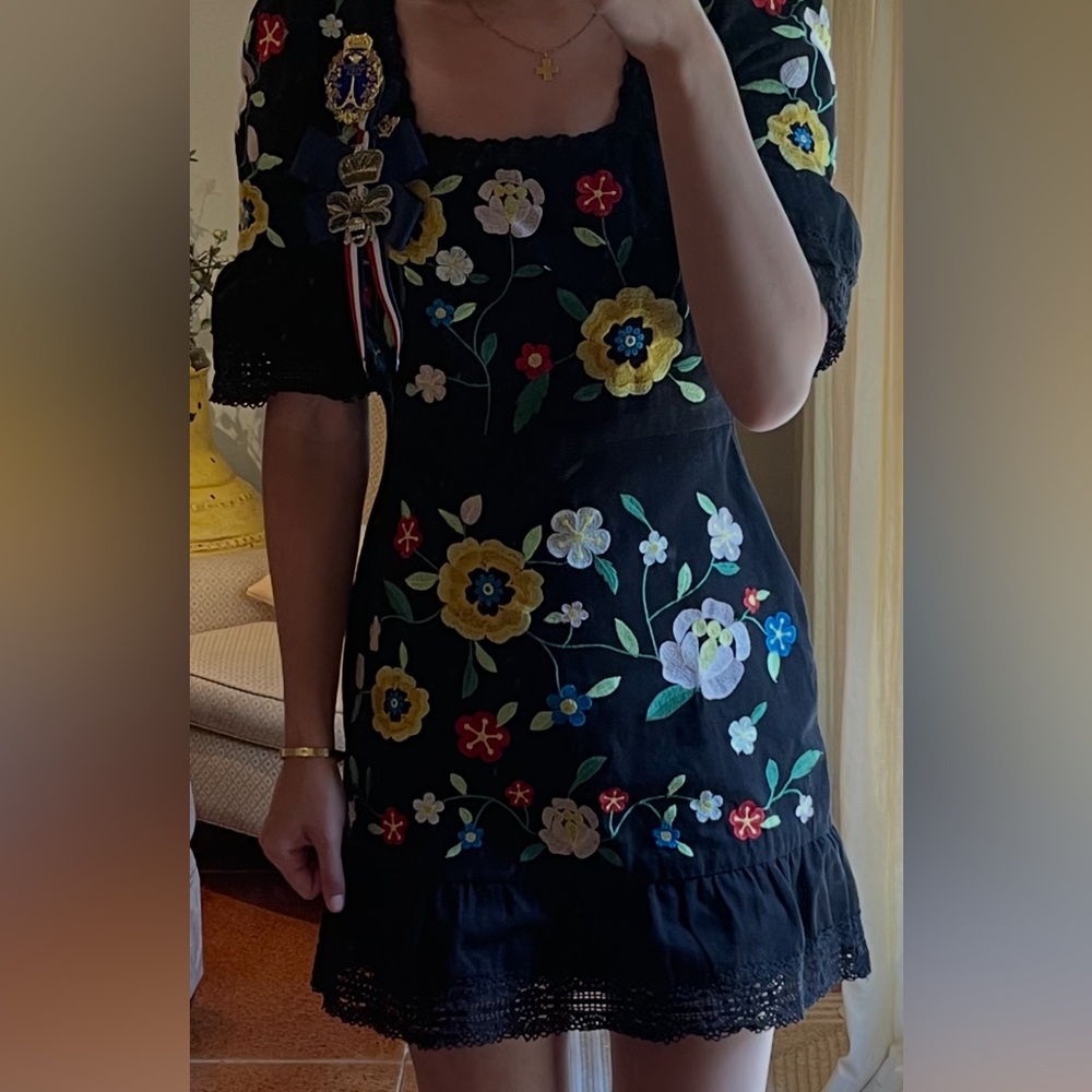 ASOS Black Floral Embroidered Dress